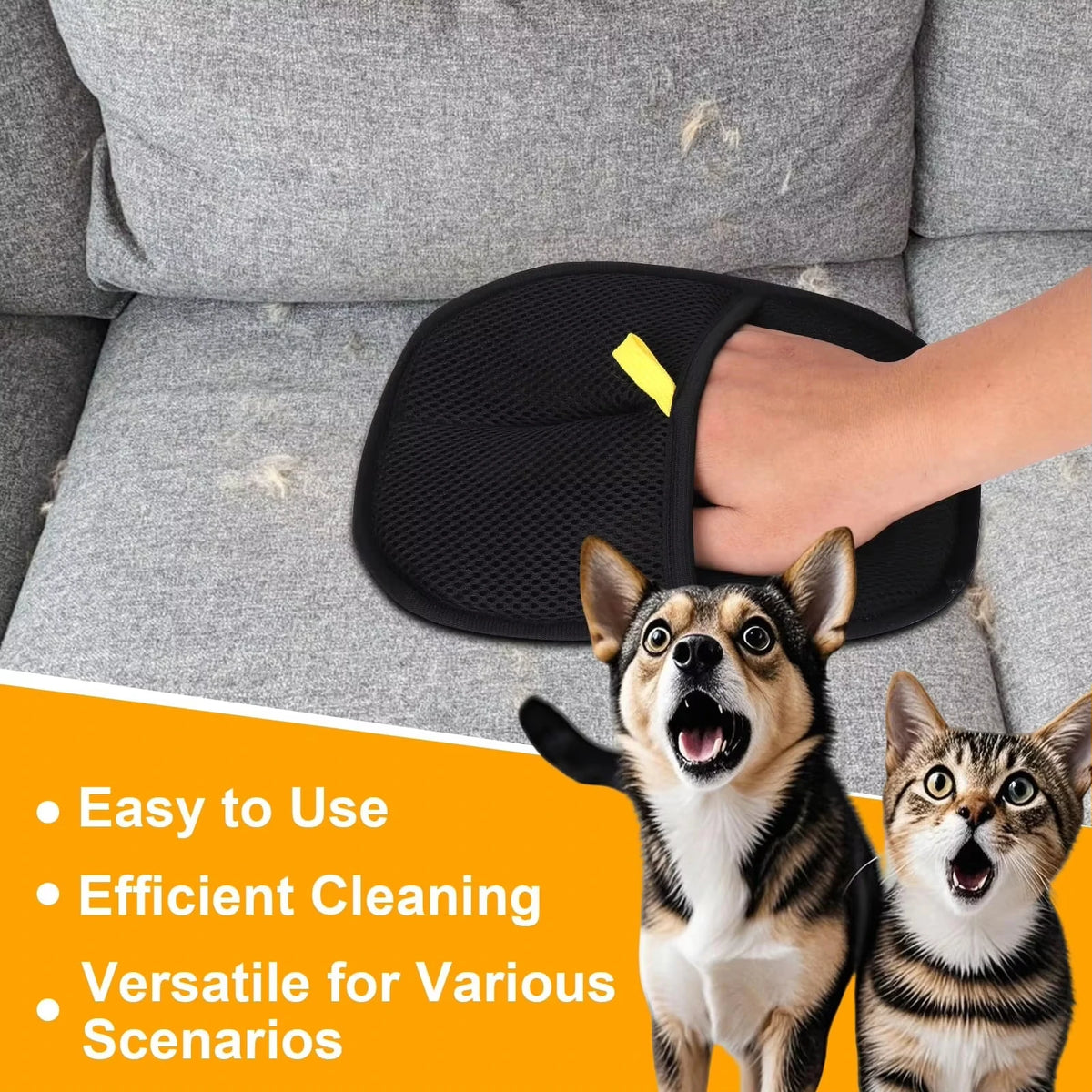 Reusable Pet Hair Removal Grooming Gloves | Double-Sided Pet Grooming Gloves PLUSH