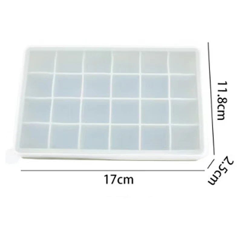 24-Grid Silicone Ice Cube Tray – Big Square Ice Mold Silicone Ice Tray PLUSH