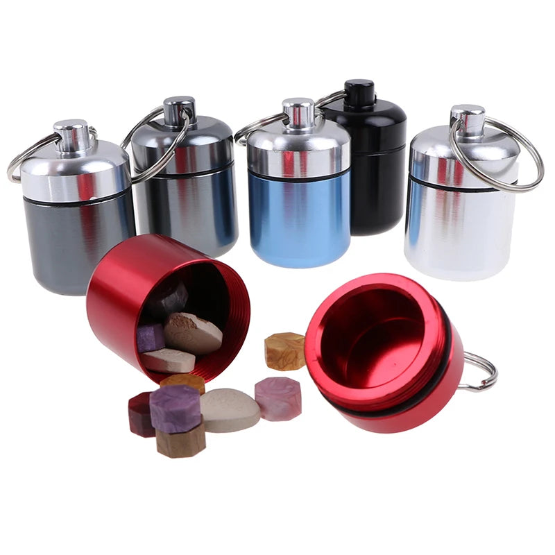 Waterproof Mini Pill Box Keychain – Aluminum Travel Case Pill Box Keychain PLUSH