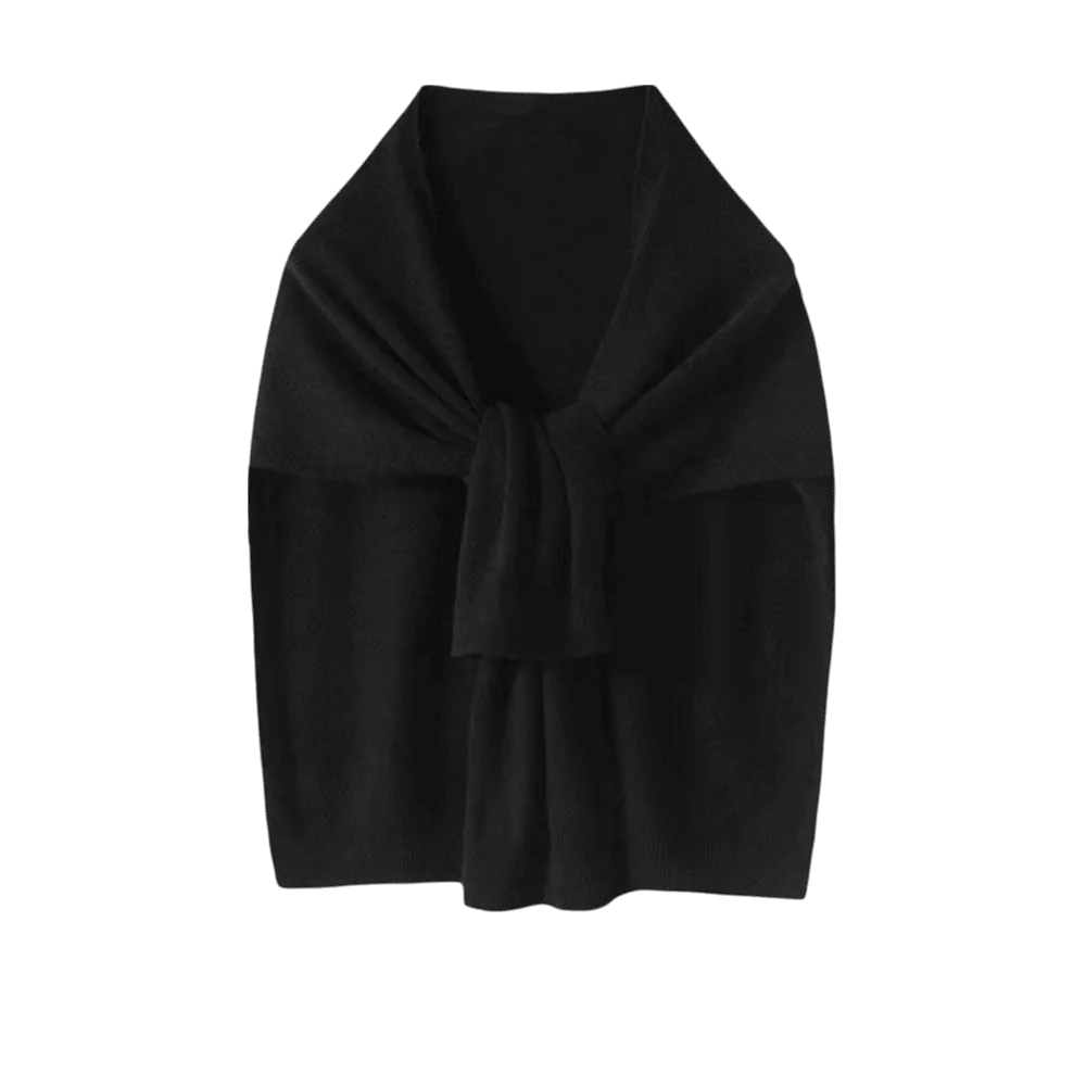 Women's Soft Knit Shawl Wrap – Polyester Scarf Cape All Seasons Knit Shawl Scarf PLUSH Black