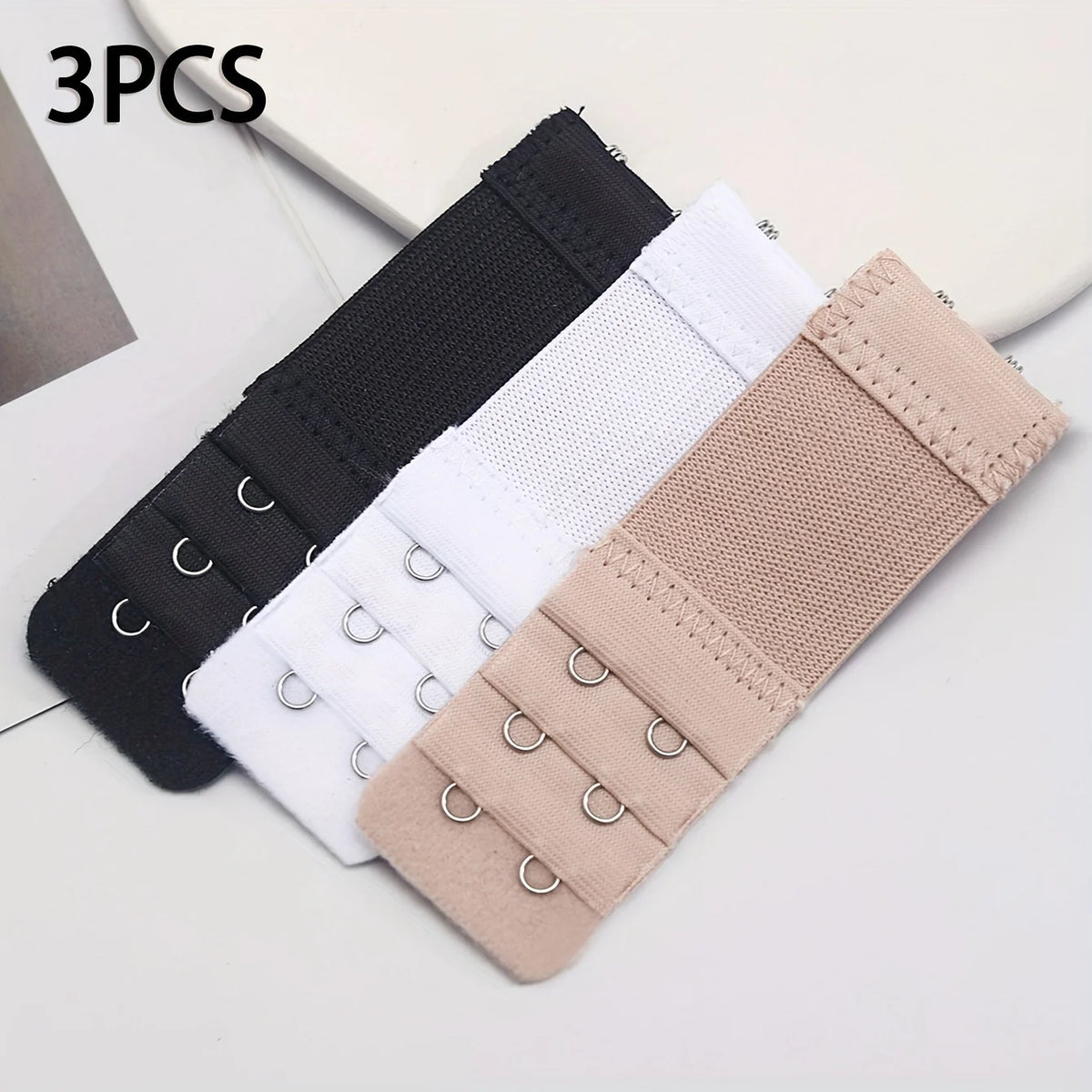 3-Pack Elastic Bra Extenders – 3 Row 2 Hook Women's Accessory Bra Extender PLUSH
