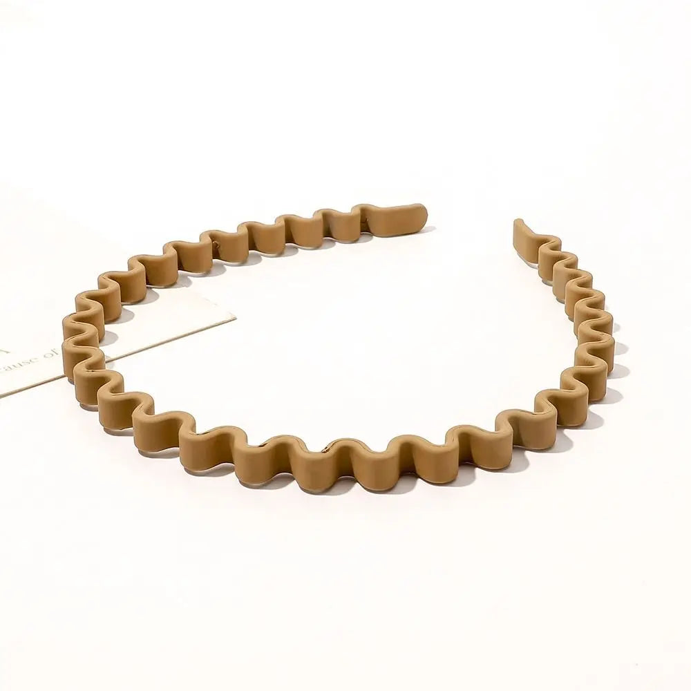 Korean Matte Teeth Wave Headband – Non-Slip Hair Hoop Hair Headband PLUSH brown
