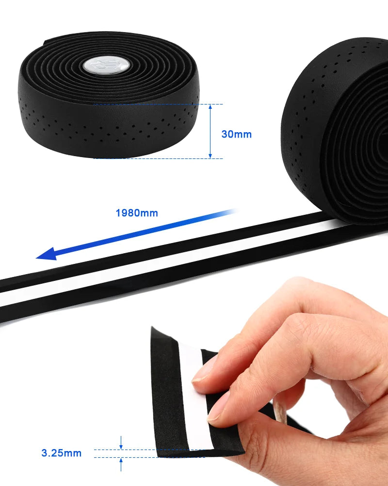 PU Leather Perforated Bike Handlebar Tape – MTB & Road Handlebar Tape PLUSH
