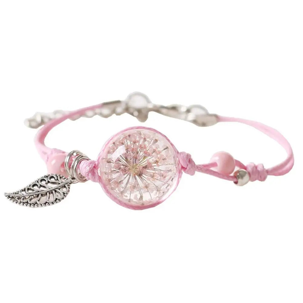 Dried Flower Braided Rope Bracelet – Women's Charm Bracelet Charm Bracelet PLUSH
