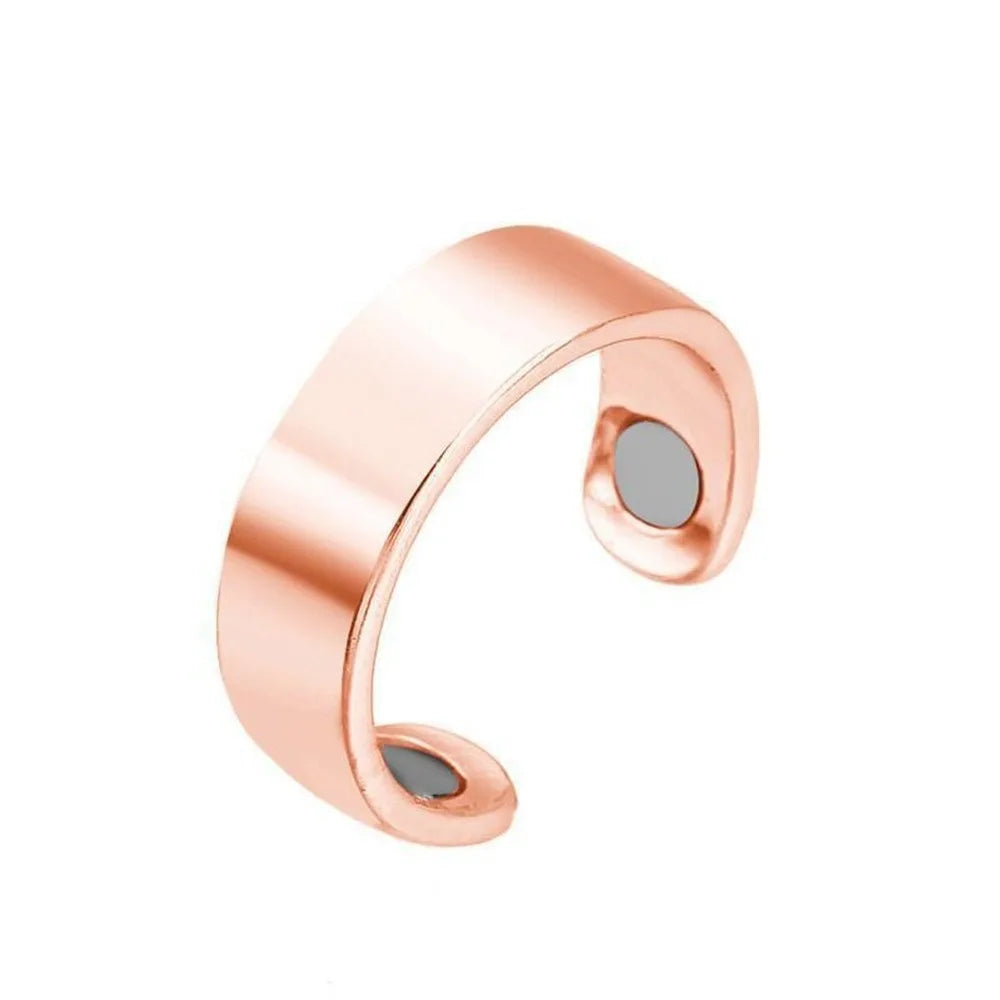 Retro Magnetic Cuff Bracelet & Ring Set – Unisex Alloy Bangle Cuff Bracelet Set PLUSH Rose Gold Ring