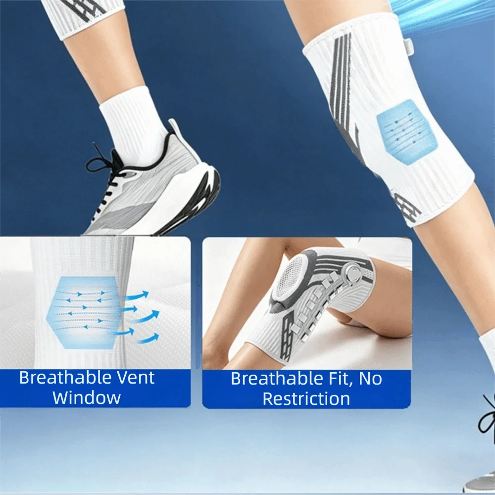 Adjustable Knob Knee Brace – Elastic Non-Slip Sport Support Knee Brace Support PLUSH Black left XL