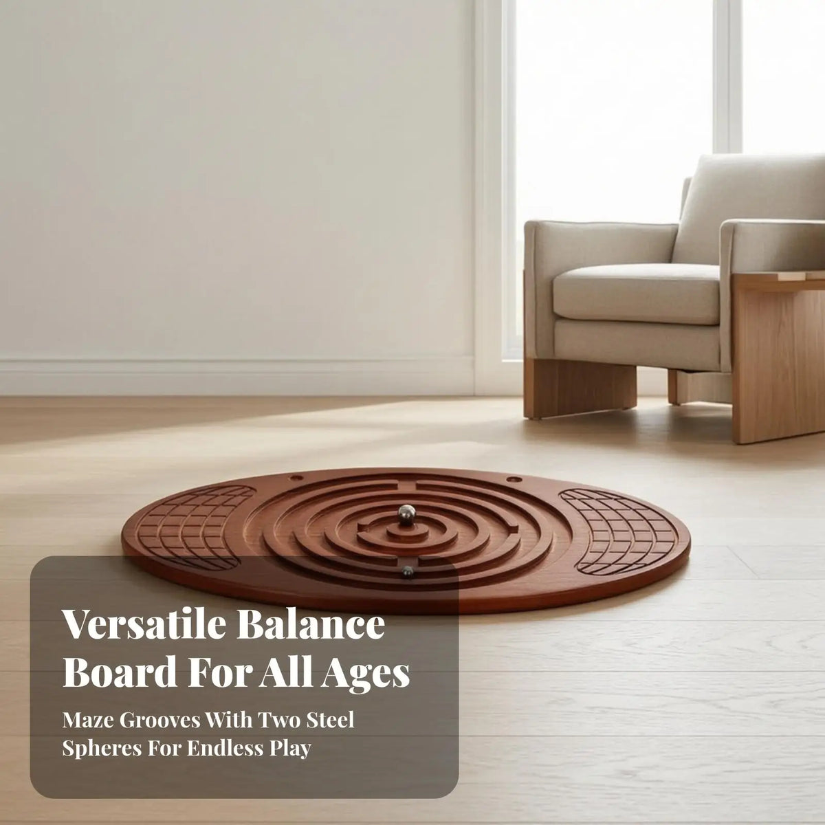 Rocking Wooden Balance Board with Maze & Steel Balls Balance Training Board PLUSH