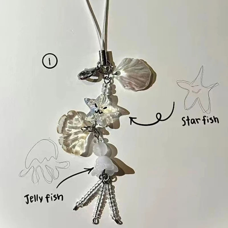Ocean Seashell Jellyfish Phone Charm Strap & Bag Keychain Phone Charm Keychain PLUSH