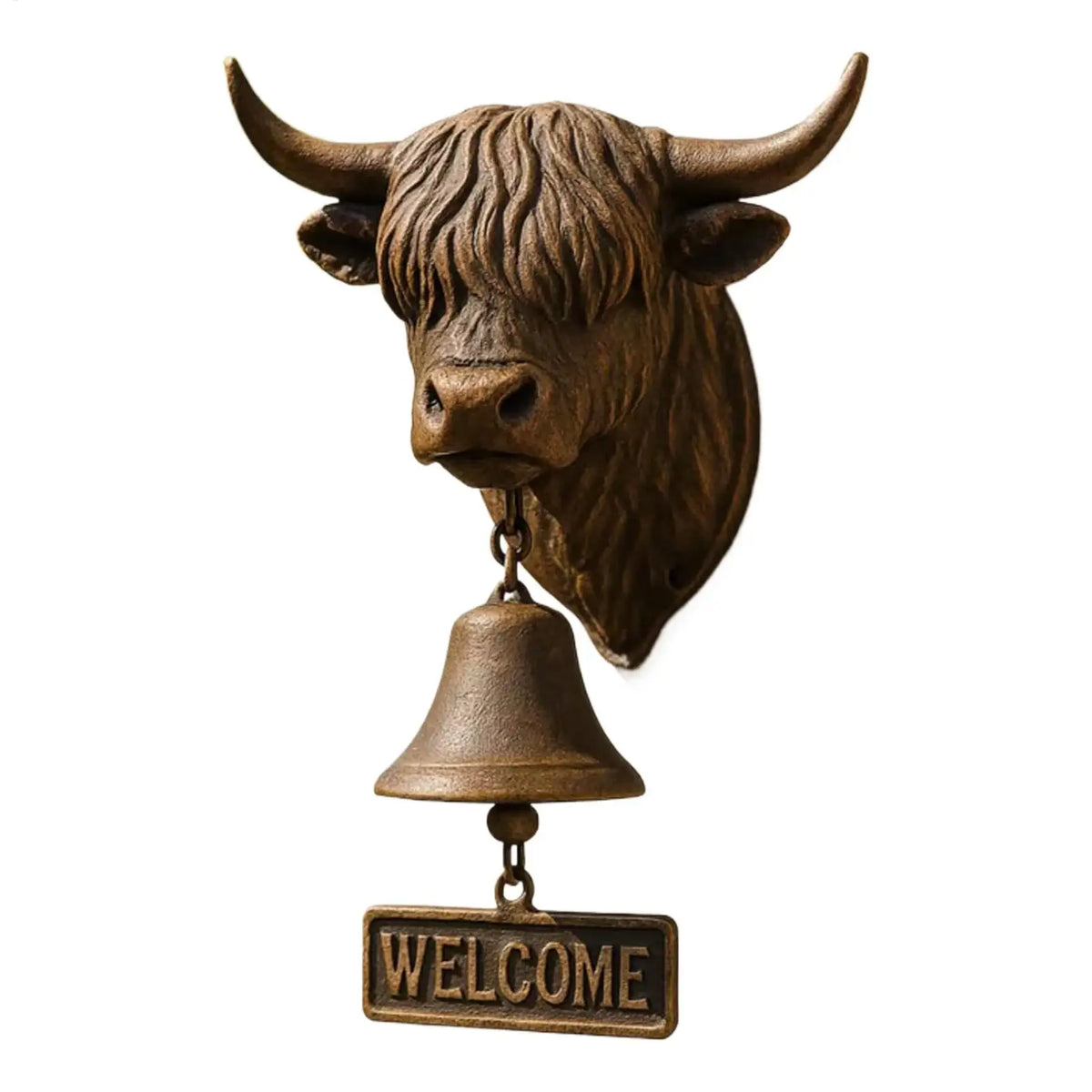 Rustic Cow Welcome Bell Wall Mount Manual Doorbell Decor Manual Doorbell Decor PLUSH