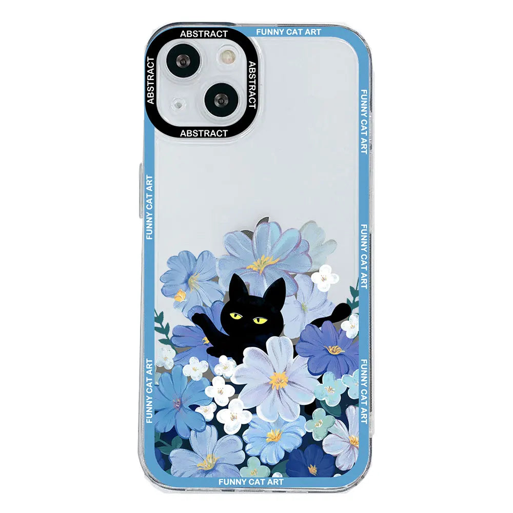 Van Gogh Starry Night Cat Transparent iPhone Case – TPU Cover Phone Case PLUSH Style 1 For iPhone 12ProMax