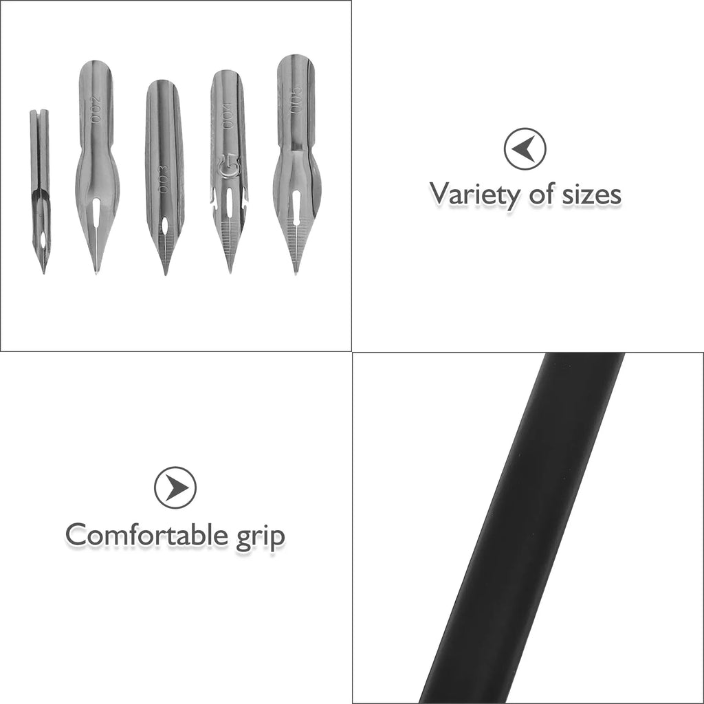 Dip Pen Set 10 Nibs & Wooden Holder – Calligraphy & Drawing Dip Pen Set PLUSH