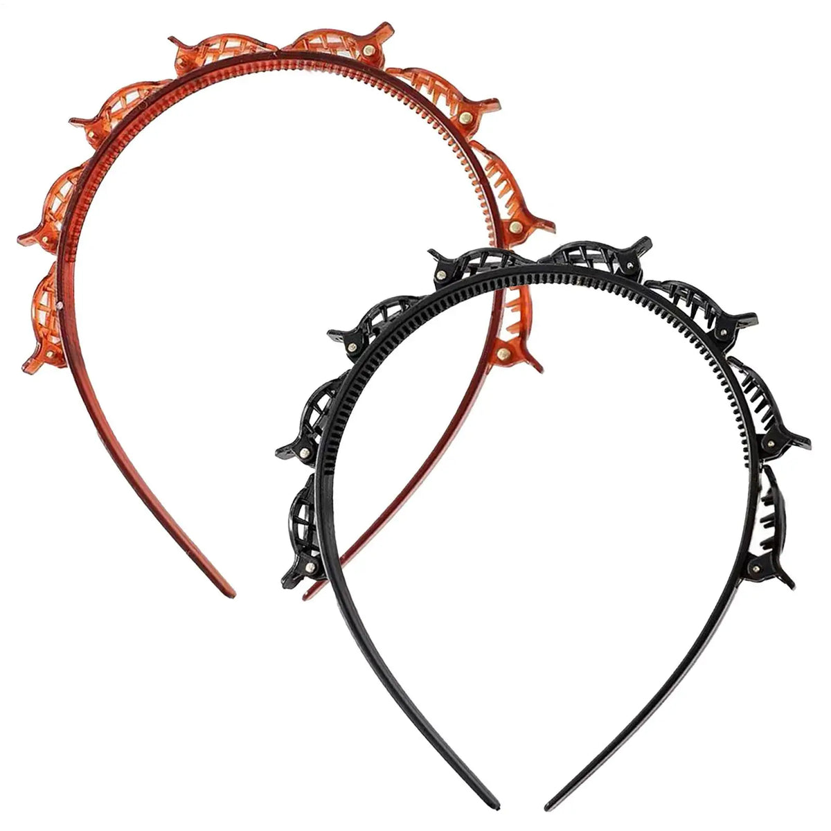 Women's Headband with Clips – Twist Plait Hair Hoop Hairpin Clip Headband PLUSH