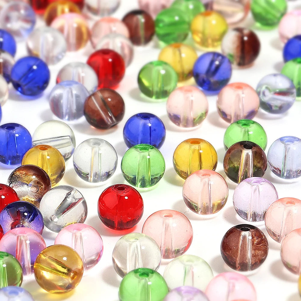 50pcs Colorful Round Glass Crystal Beads – DIY Jewelry Making Glass Craft Beads PLUSH