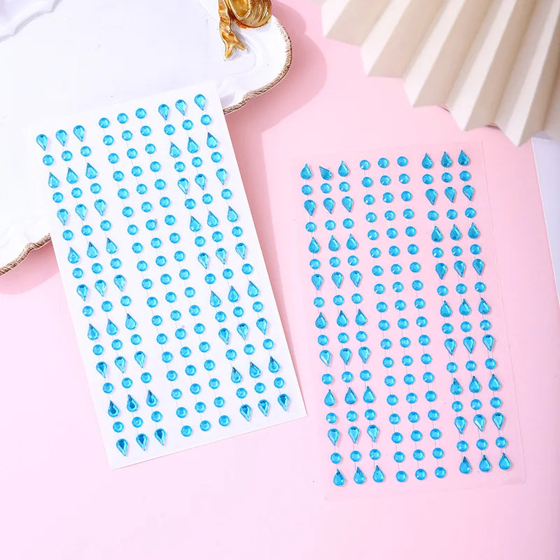 Self-Adhesive Rhinestone Gem Nail Stickers – Multicolor Sheet Nail Art Stickers PLUSH blue