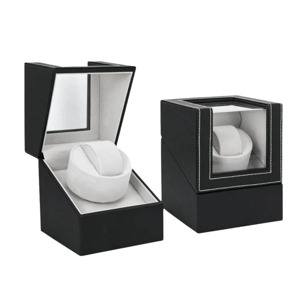 Silent Single Watch Winder – Quiet Wooden Automatic Display Box Watch Winder Box PLUSH Style 1