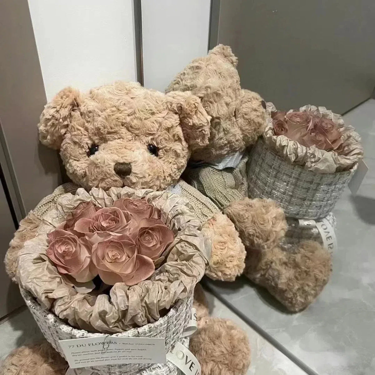 Little Bear Doll & Rose Bouquet Gift Set | Plush Companion Plush Gift Set PLUSH