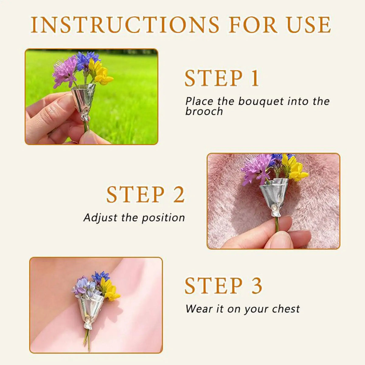 Wearable Flower Vase Brooch – Floral Lapel Pin for Women & Men Floral Brooch Pin PLUSH