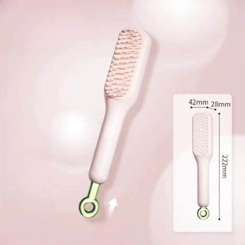 Self-Cleaning Anti-Static Massage Hair Comb | Retractable Brush Massage Hair Comb PLUSH Pink