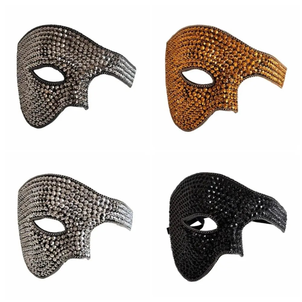 Sparkly Rhinestone Half Face Masquerade Mask | Adjustable Masquerade Mask PLUSH