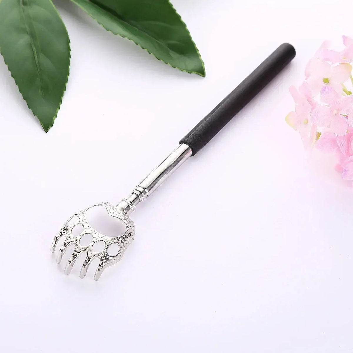 Telescopic Stainless Steel Back Scratcher – Extendable 23" Back Scratcher Tool PLUSH Light Grey