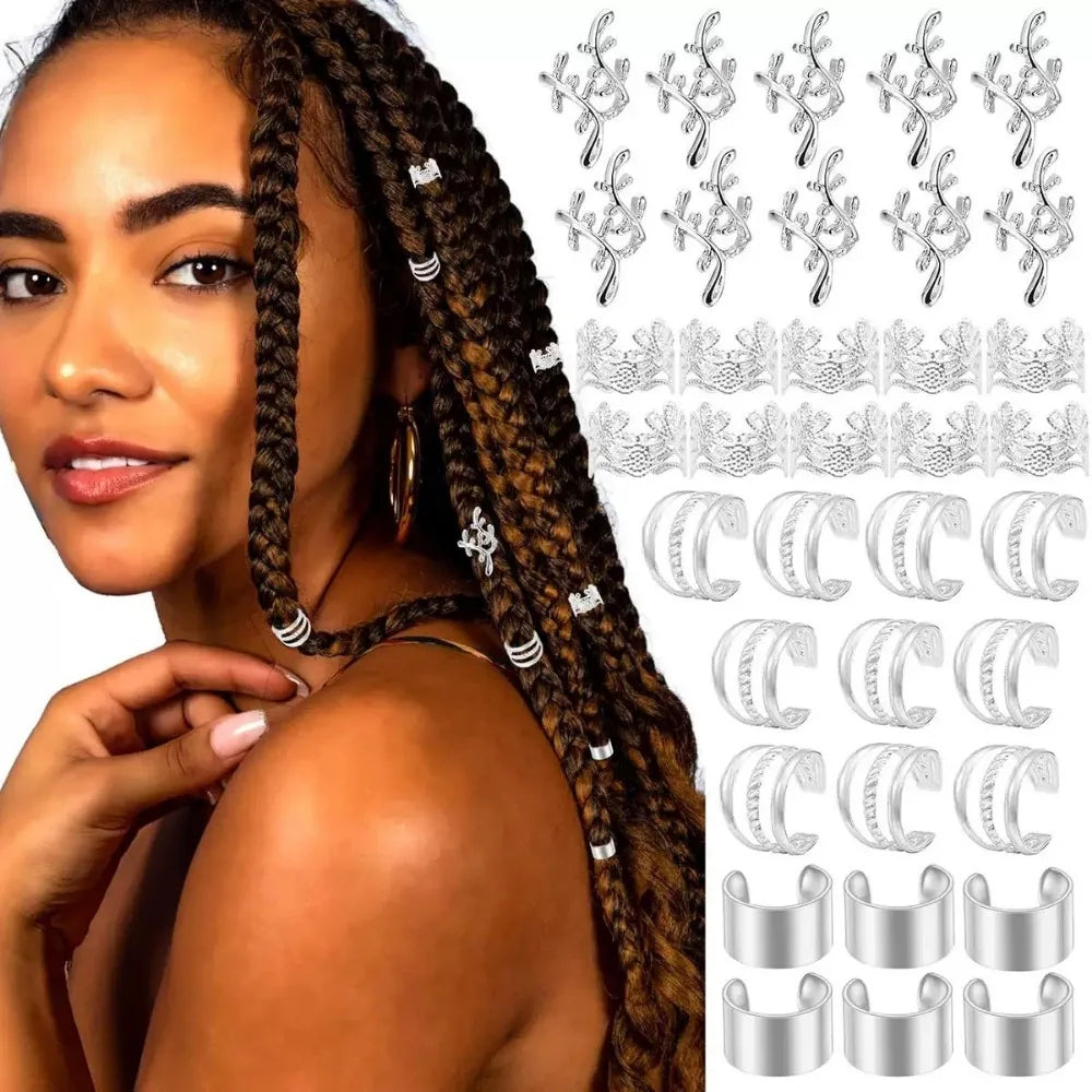 40Pcs Alloy Hair Beads – Dreadlock Rings for Braids & Styling Hair Bead Rings PLUSH