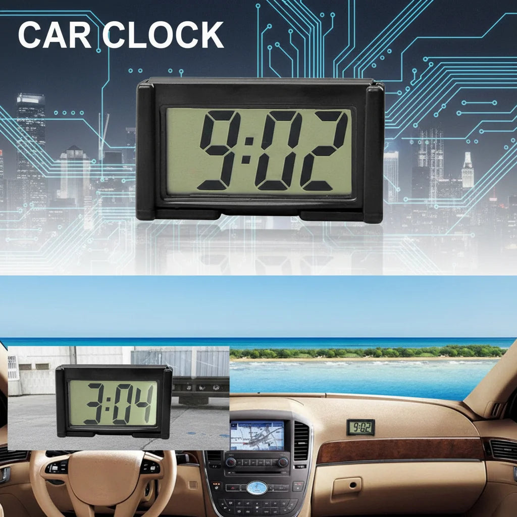Self-Adhesive Digital Car Dashboard Clock – Mini LCD Display Car Dashboard Clock PLUSH