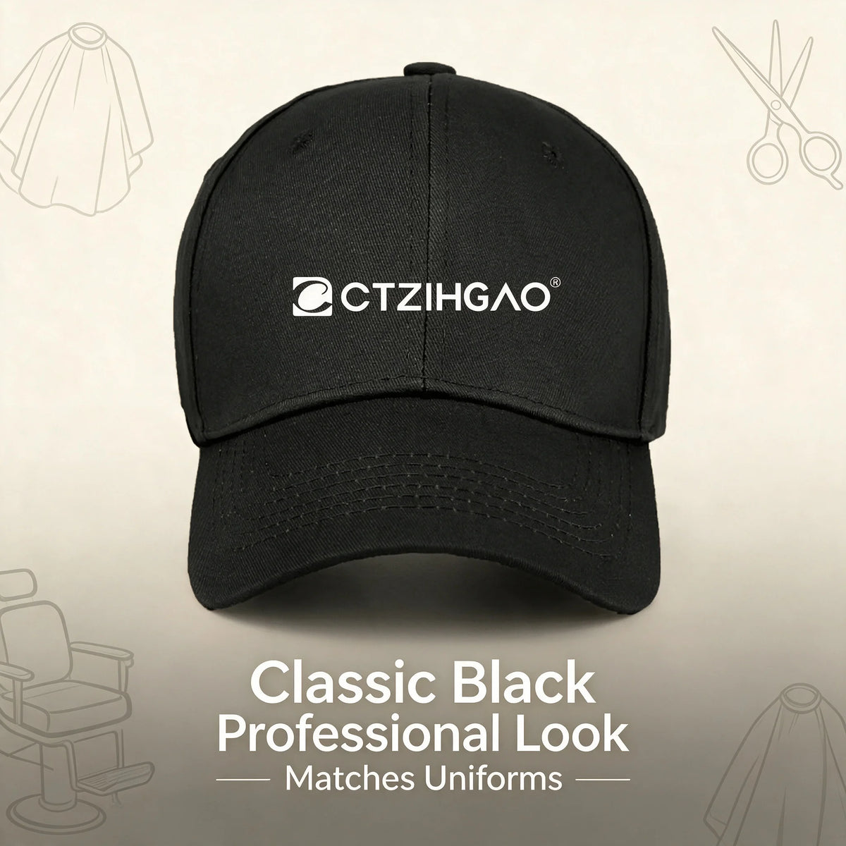 WANMEI Black Adjustable Barber Cap – Breathable Salon Work Hat Salon Work Cap PLUSH
