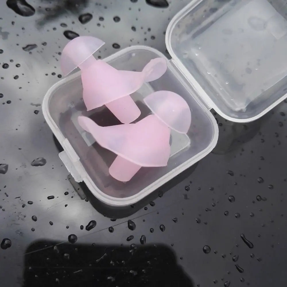 Silicone Waterproof Swim Earplugs for Sleep & Water Sports Swim Earplugs PLUSH pink-with case