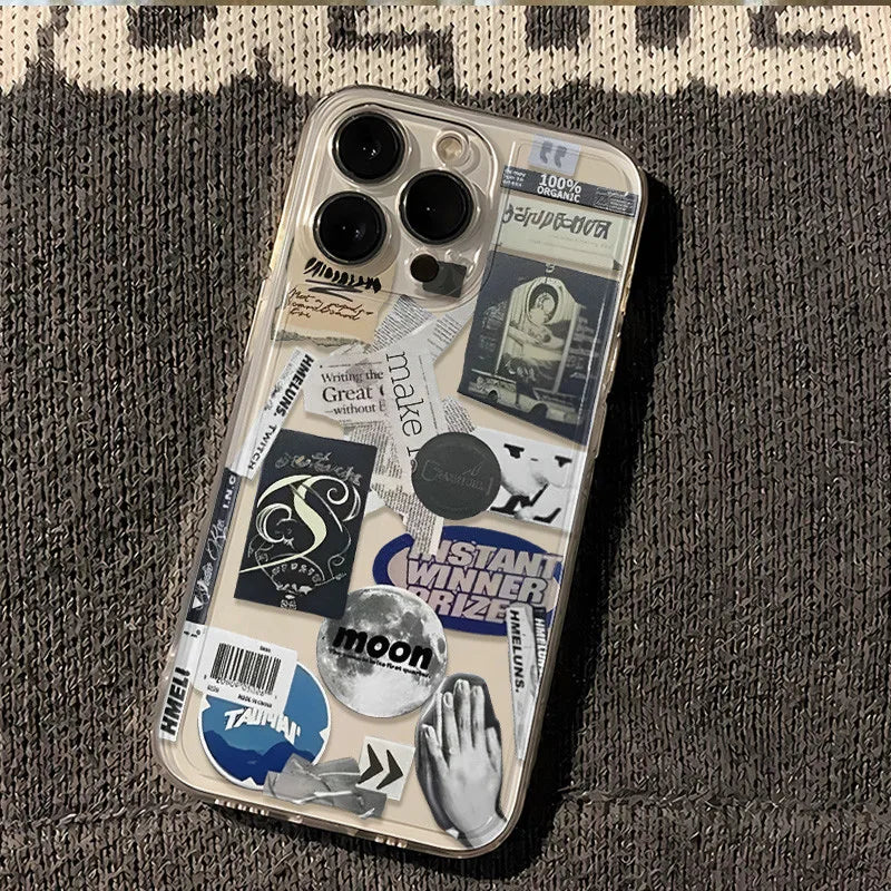 Montage Newspaper iPhone Case – Shockproof Soft Cover iPhone Phone Case PLUSH -1 iPhone 12 Pro