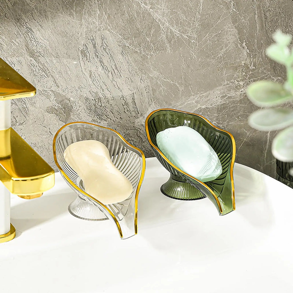 Self Draining Soap Dish with Suction Cup | Clear Plastic Tray Soap Dish PLUSH