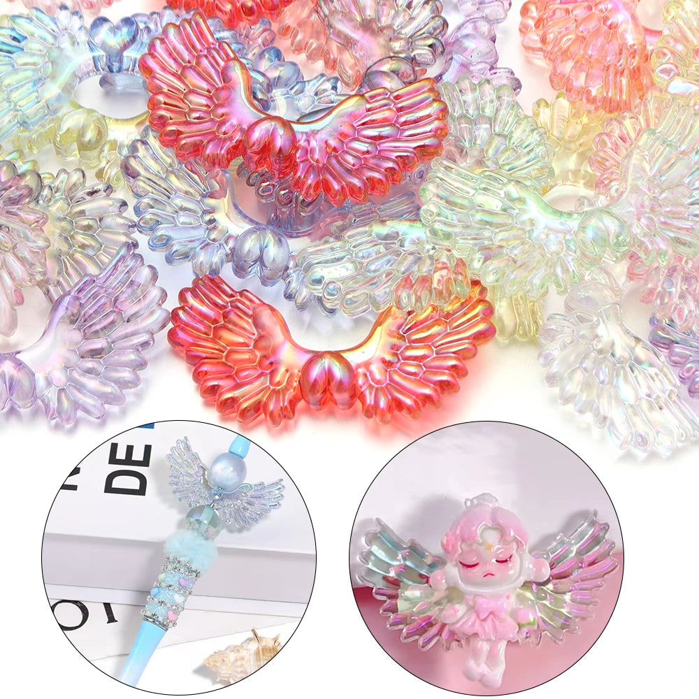 5pcs AB Angel Wings Acrylic Spacer Beads – DIY Jewelry Making Acrylic Spacer Beads PLUSH