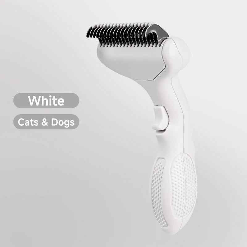 Pet Knot Comb – Grooming Brush for Cats & Dogs Pet Grooming Comb PLUSH WHITE