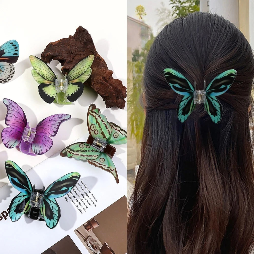 Multicolor Butterfly Hair Claw Clip – Retro Acetate Style Hair Claw Clip PLUSH