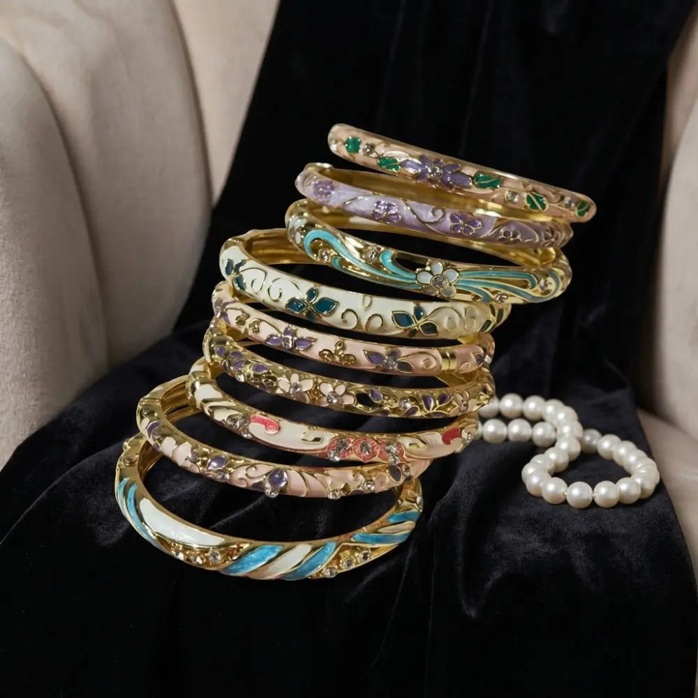 Vintage Cloisonne Enamel Floral Bangle – Chinese Ethnic Bracelet Enamel Bangle PLUSH