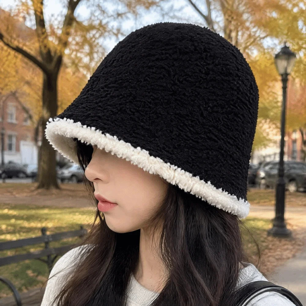 Women's Thickened Bucket Hat – Soft Windproof Fisherman Cap Bucket Hat PLUSH