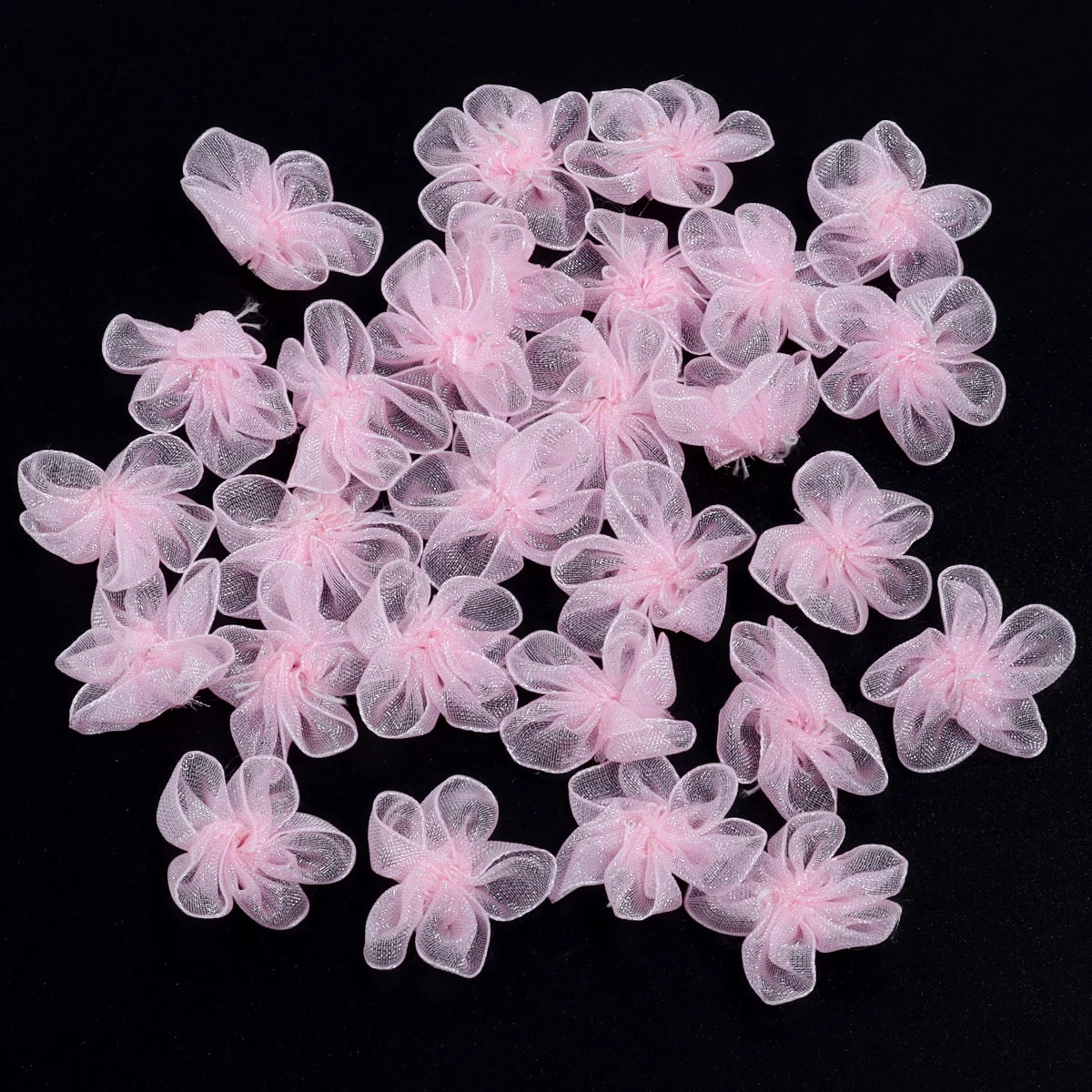 20pcs 3cm Organza Fabric Flower Appliques – DIY Hair & Craft Fabric Flower Appliques PLUSH Light Pink