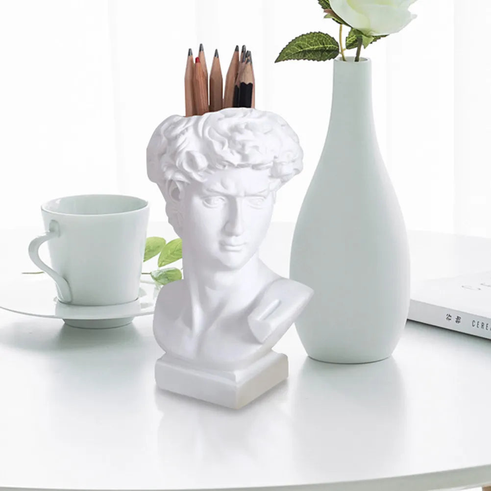 Resin Funny Statue Pen Holder & Mini Plant Pot – Desk Decor Novelty Pen Holder PLUSH