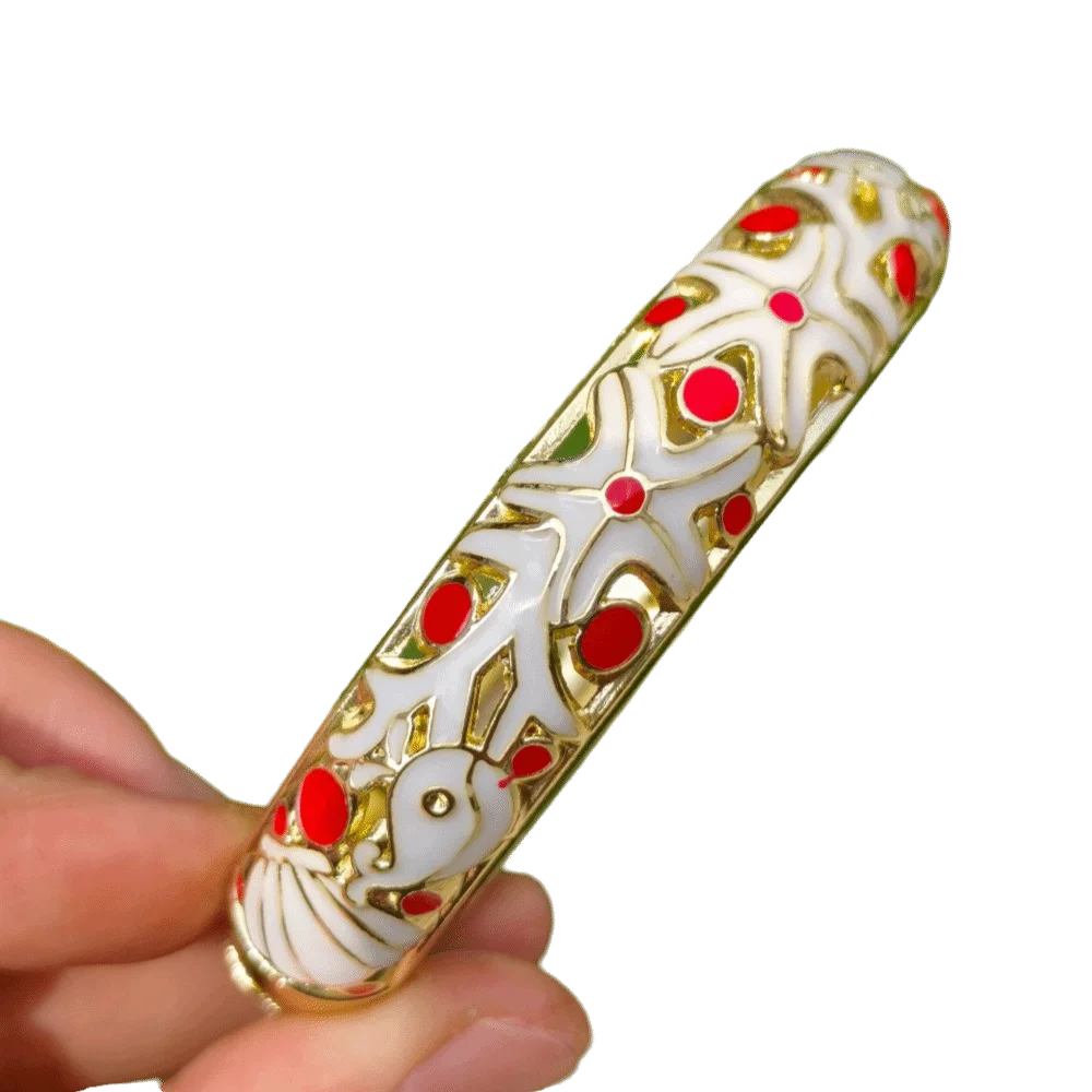 Starfish Cloisonné Enamel Bangle | Vintage Bohemian Women's Bracelet Enamel Bangle Bracelet PLUSH 9
