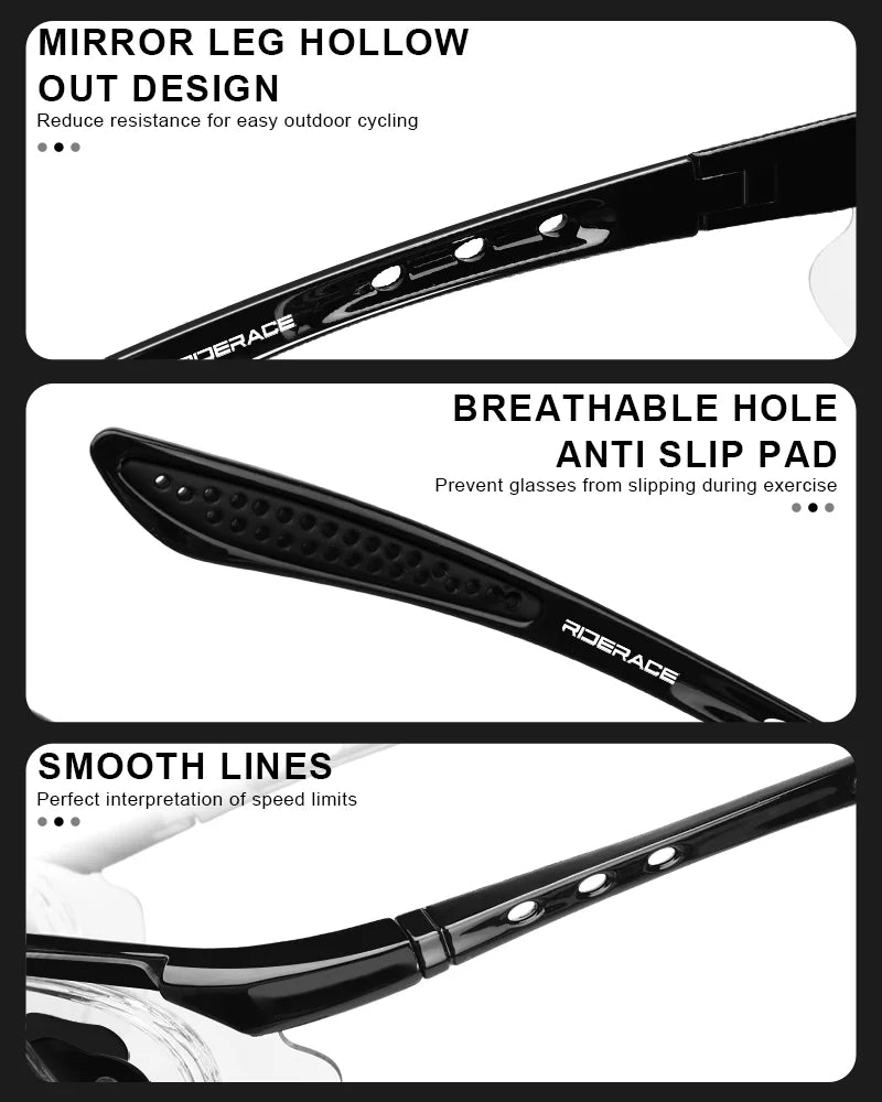 RIDERACE Photochromic Cycling Sunglasses MTB Road Bike UV Cycling Sunglasses PLUSH