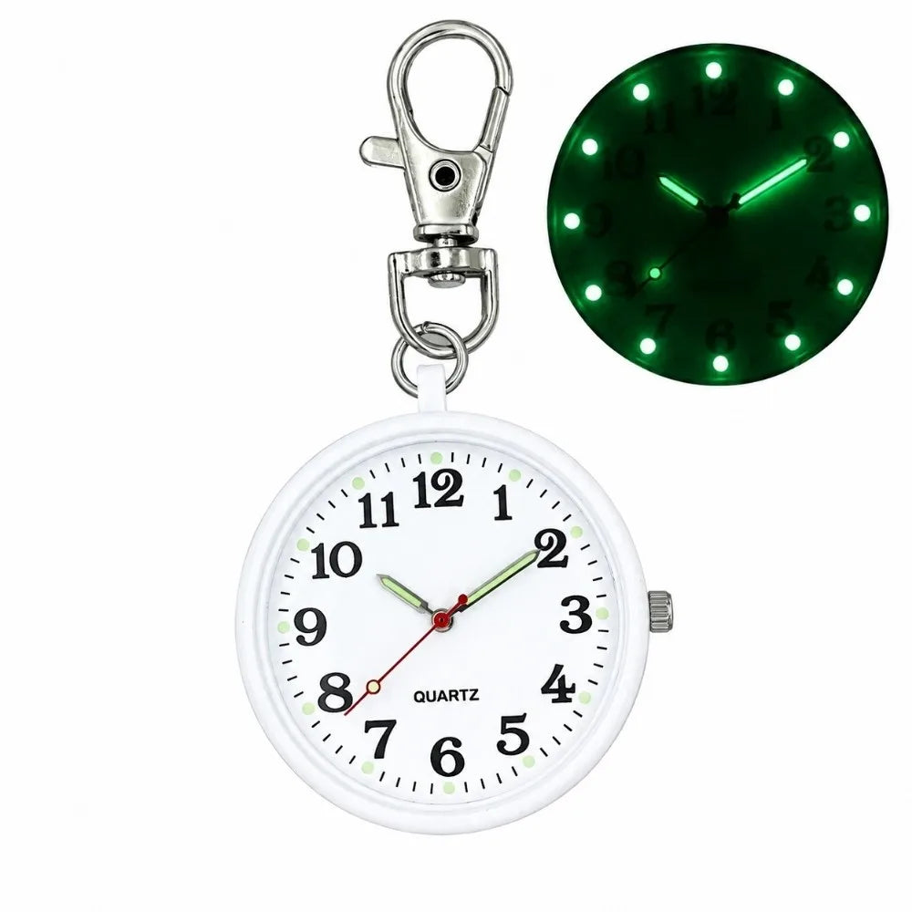 Vintage Luminous Pocket Watch Mini Quartz Keychain Clock Pocket Watch PLUSH White
