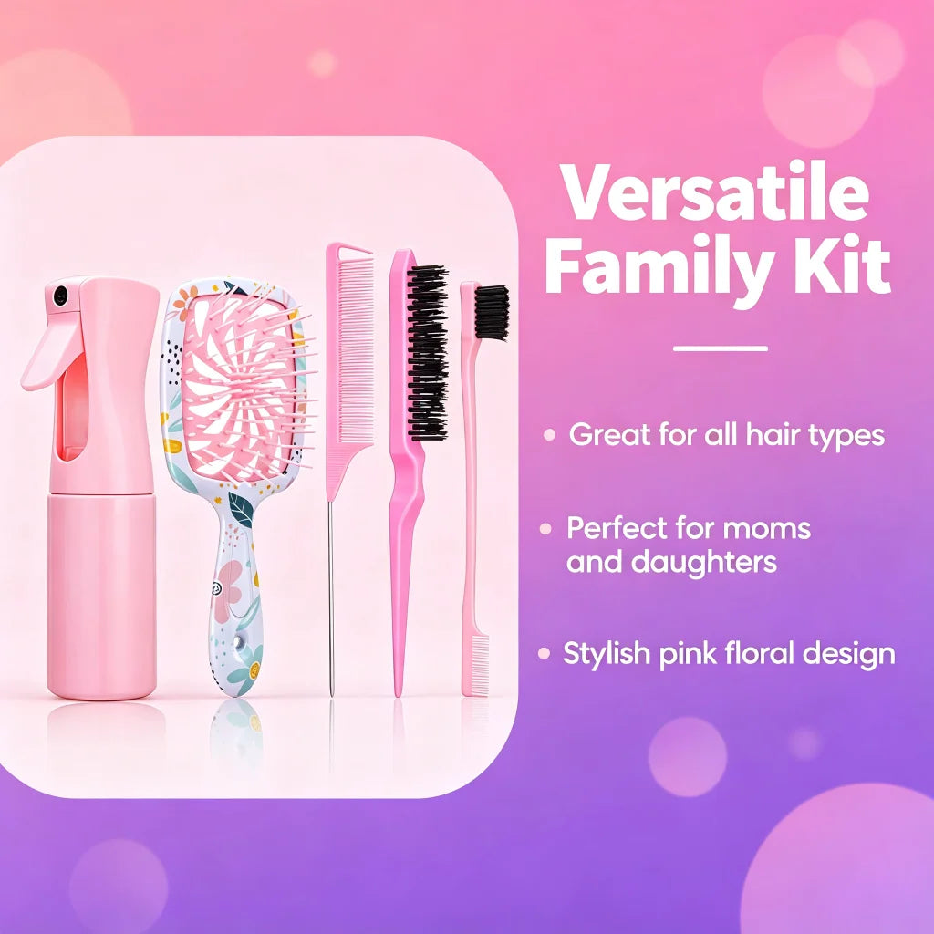 5-in-1 Hair Styling Kit – Spray Bottle, Comb & Brush Set Hair Styling Kit PLUSH