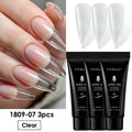 3-Pc Clear Poly Nail Extension Builder Gel Kit – 15ml Nail Extension Gel PLUSH 1809-07 3pcs