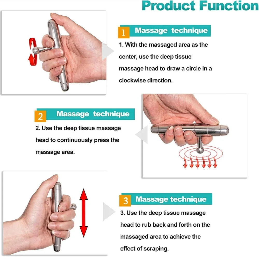 T-Bar Stainless Steel Deep Tissue Massage Tool | LSHOW Massage Tool PLUSH