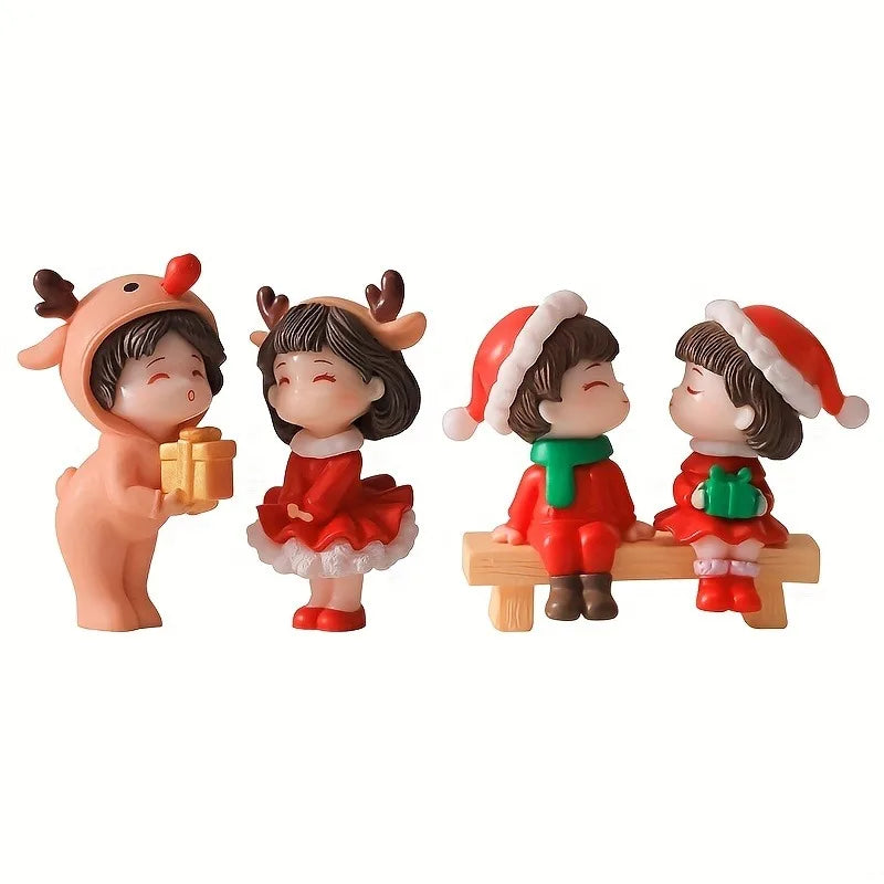 Mini Christmas Couple Resin Figurines – DIY & Wedding Decor Resin Figurine PLUSH