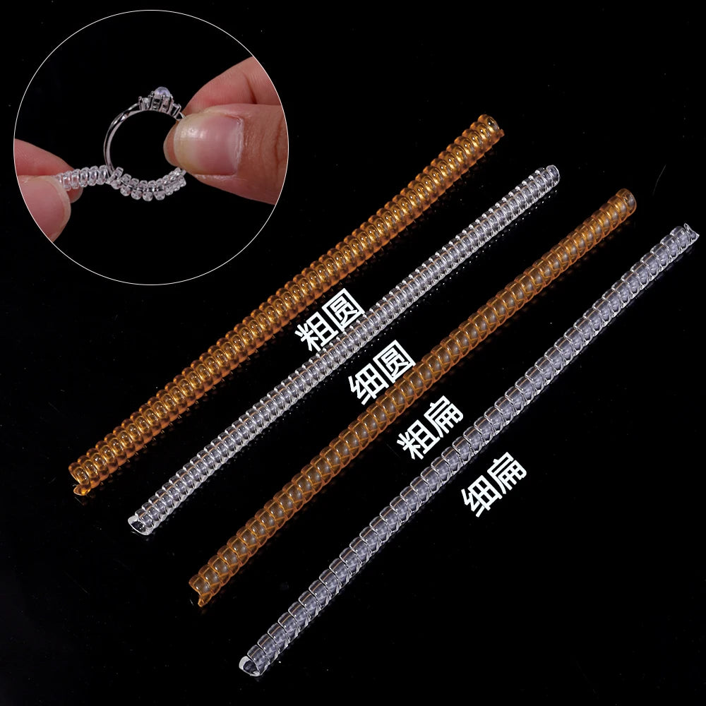 10pcs Plastic Spiral Ring Size Adjuster – Transparent & Gold Ring Size Adjuster PLUSH