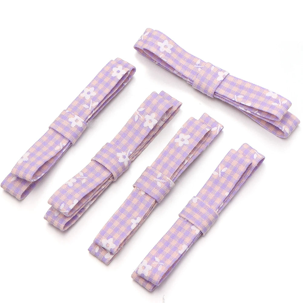 5pcs Plaid Floral Polyester Bowknots – DIY Hair & Craft Decor DIY Hair Bow PLUSH pink purple
