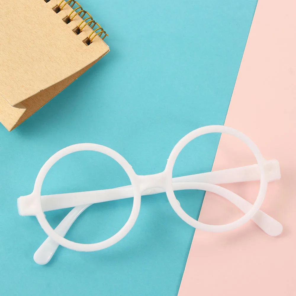 Round Fashion Glasses Frames – Lens-Free Kids Unisex PP Fashion Glasses Frame PLUSH white