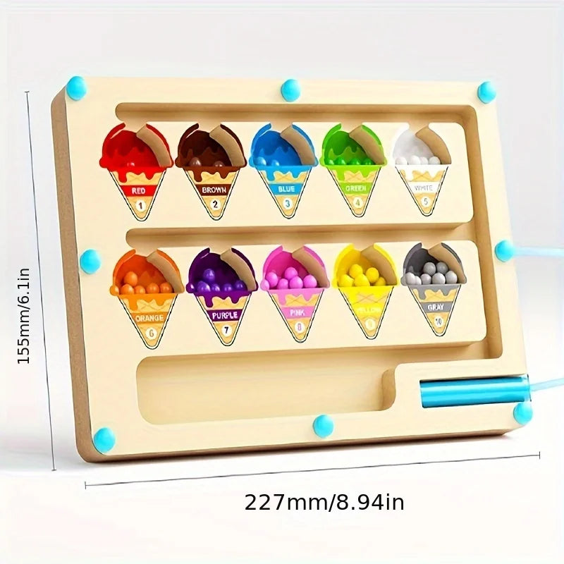 Wooden Ice Cream Maze Puzzle Toy – Color Sorting for Kids 3–6 Wooden Maze Puzzle Toy PLUSH