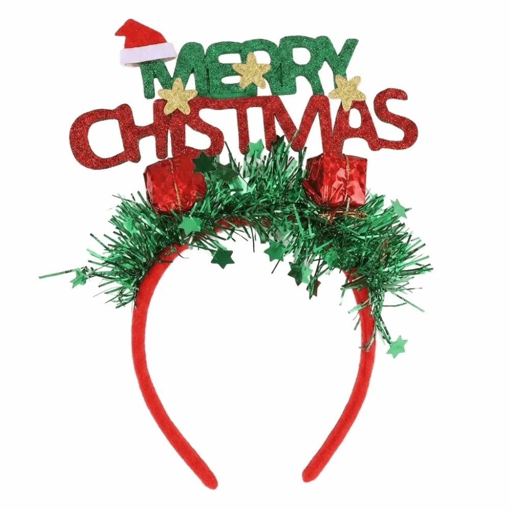 Shiny Christmas Headband Sequin Xmas Hair Hoop Party Accessory Holiday Hair Headband PLUSH Style C