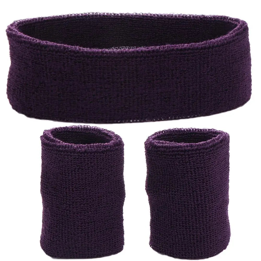 Sports Sweatband Set – Headband & Wristbands for Gym & Tennis Sports Sweatband Set PLUSH